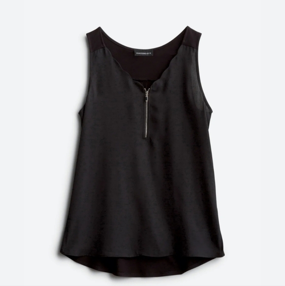 Fortune + Ivy Tops - FORTUNE + IVY Shawnece Mixed Material Scallop Detail Blouse